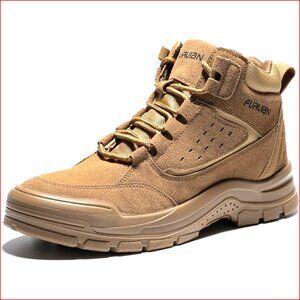 Steel Toe Work Boots Slip Resistant Waterproof Suede Lace Up